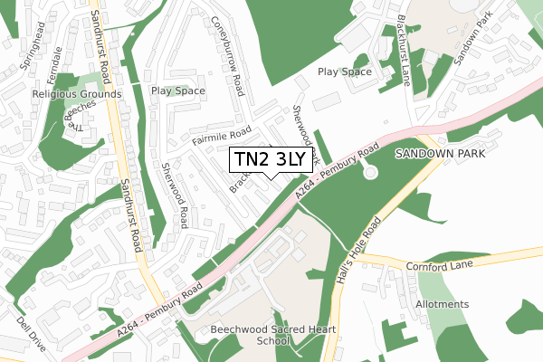 TN2 3LY map - large scale - OS Open Zoomstack (Ordnance Survey)