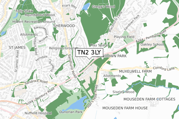 TN2 3LY map - small scale - OS Open Zoomstack (Ordnance Survey)