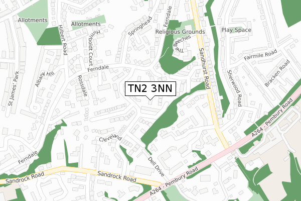 TN2 3NN map - large scale - OS Open Zoomstack (Ordnance Survey)