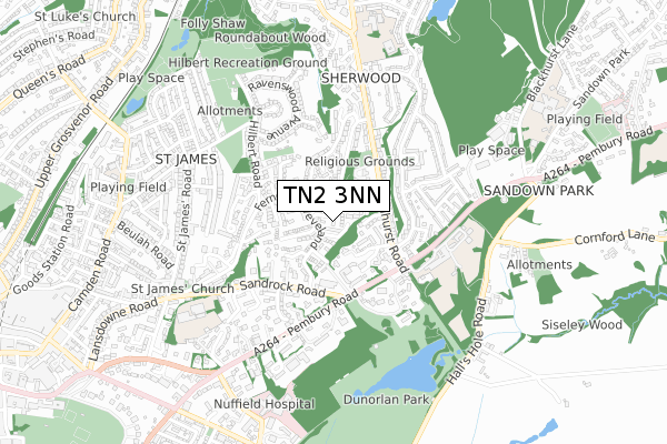 TN2 3NN map - small scale - OS Open Zoomstack (Ordnance Survey)