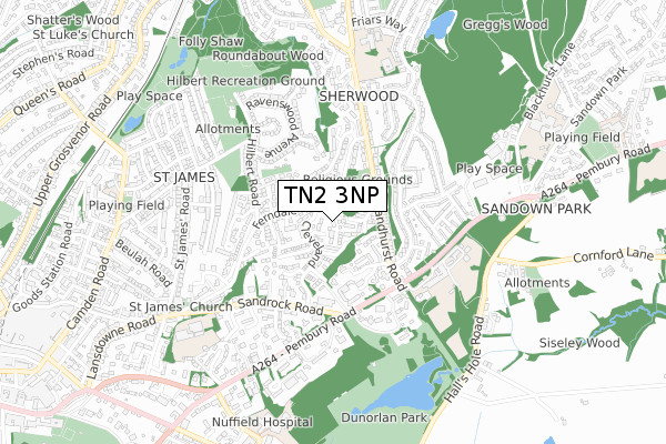 TN2 3NP map - small scale - OS Open Zoomstack (Ordnance Survey)