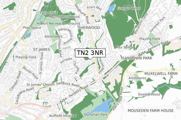 TN2 3NR map - small scale - OS Open Zoomstack (Ordnance Survey)