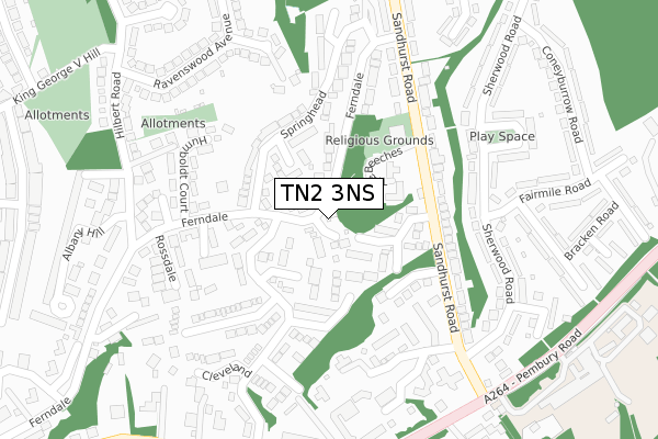 TN2 3NS map - large scale - OS Open Zoomstack (Ordnance Survey)