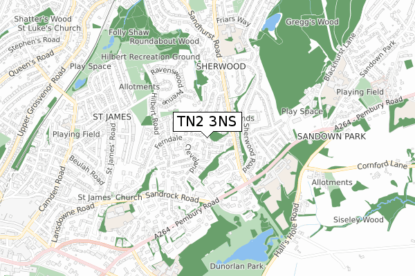 TN2 3NS map - small scale - OS Open Zoomstack (Ordnance Survey)