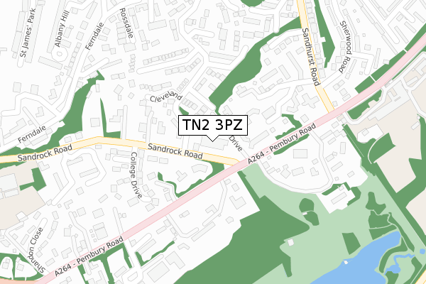 TN2 3PZ map - large scale - OS Open Zoomstack (Ordnance Survey)