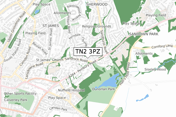 TN2 3PZ map - small scale - OS Open Zoomstack (Ordnance Survey)