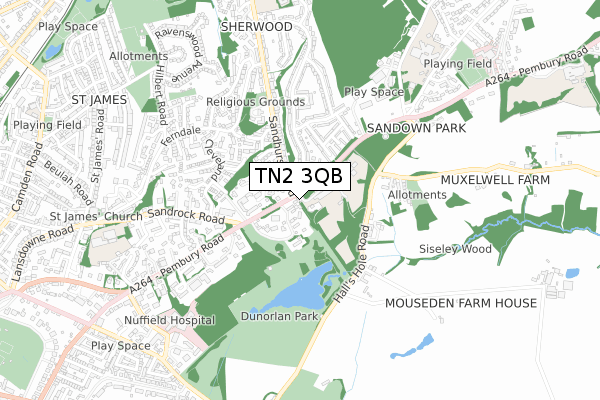 TN2 3QB map - small scale - OS Open Zoomstack (Ordnance Survey)