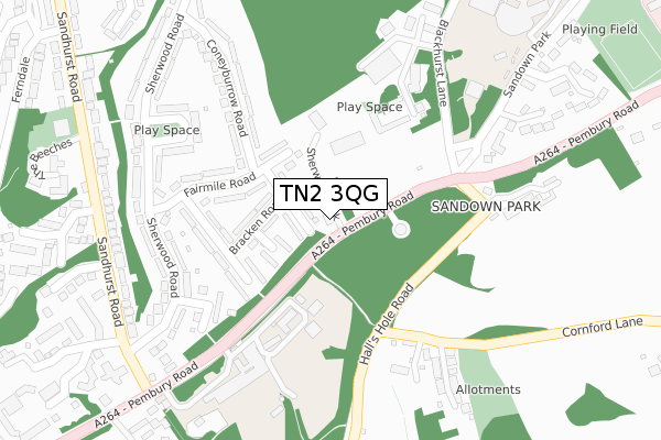 TN2 3QG map - large scale - OS Open Zoomstack (Ordnance Survey)
