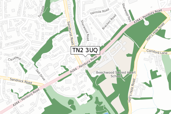 TN2 3UQ map - large scale - OS Open Zoomstack (Ordnance Survey)