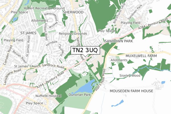 TN2 3UQ map - small scale - OS Open Zoomstack (Ordnance Survey)