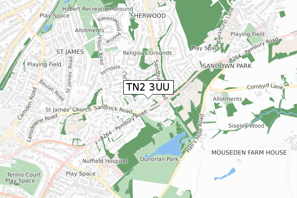 TN2 3UU map - small scale - OS Open Zoomstack (Ordnance Survey)