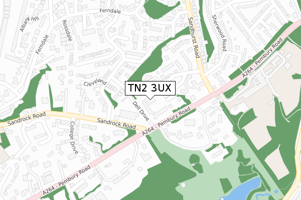 TN2 3UX map - large scale - OS Open Zoomstack (Ordnance Survey)