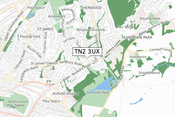 TN2 3UX map - small scale - OS Open Zoomstack (Ordnance Survey)