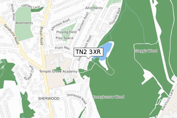 TN2 3XR map - large scale - OS Open Zoomstack (Ordnance Survey)