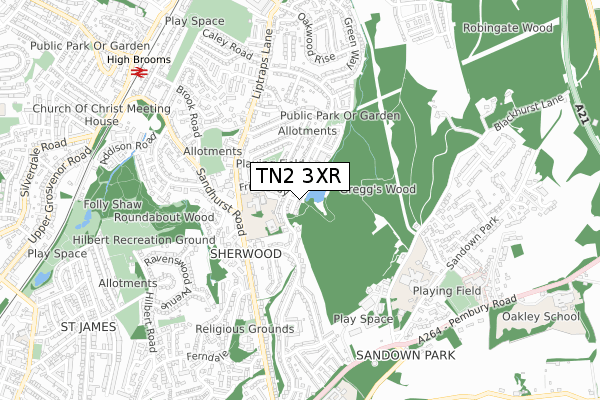 TN2 3XR map - small scale - OS Open Zoomstack (Ordnance Survey)