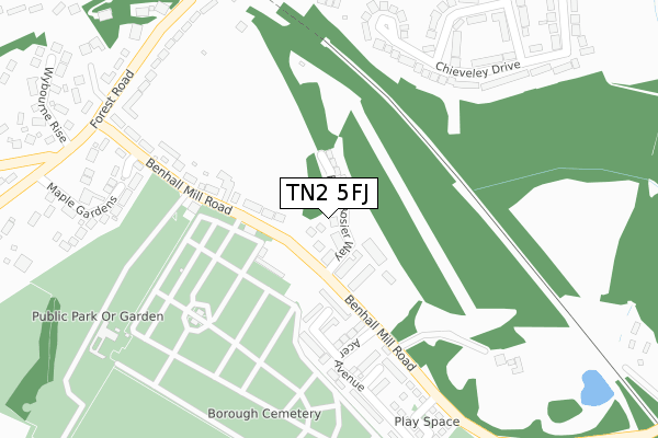 TN2 5FJ map - large scale - OS Open Zoomstack (Ordnance Survey)