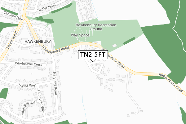 TN2 5FT map - large scale - OS Open Zoomstack (Ordnance Survey)