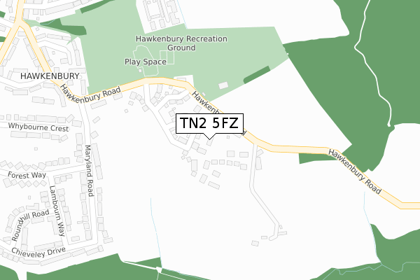 TN2 5FZ map - large scale - OS Open Zoomstack (Ordnance Survey)