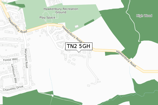 TN2 5GH map - large scale - OS Open Zoomstack (Ordnance Survey)