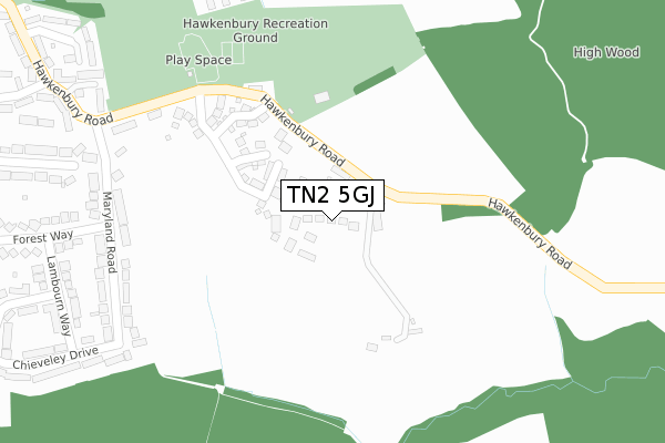 TN2 5GJ map - large scale - OS Open Zoomstack (Ordnance Survey)