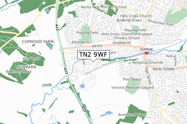 TN2 9WF map - small scale - OS Open Zoomstack (Ordnance Survey)