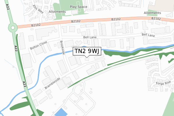 TN2 9WJ map - large scale - OS Open Zoomstack (Ordnance Survey)