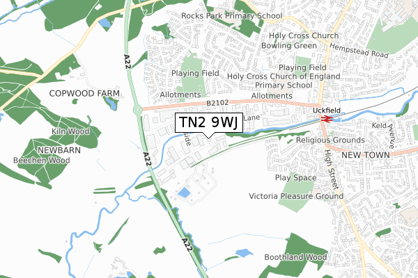 TN2 9WJ map - small scale - OS Open Zoomstack (Ordnance Survey)