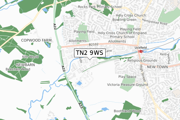 TN2 9WS map - small scale - OS Open Zoomstack (Ordnance Survey)