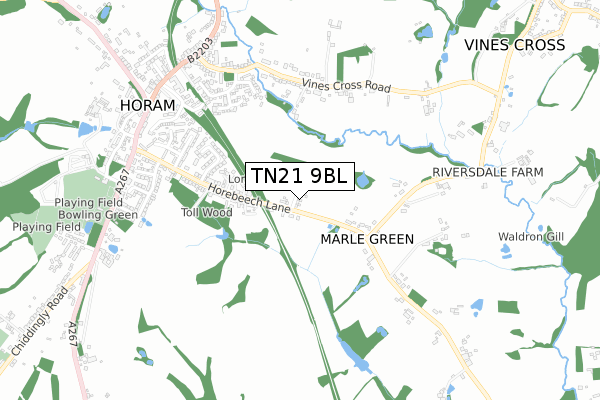 TN21 9BL map - small scale - OS Open Zoomstack (Ordnance Survey)