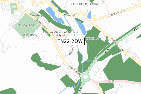 TN22 2DW map - large scale - OS Open Zoomstack (Ordnance Survey)
