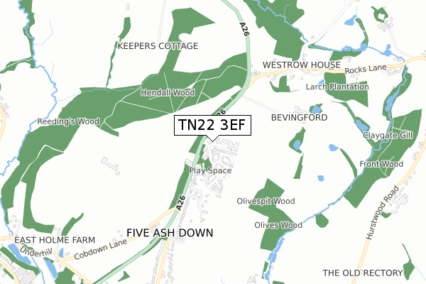 TN22 3EF map - small scale - OS Open Zoomstack (Ordnance Survey)