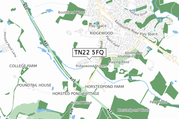 TN22 5FQ map - small scale - OS Open Zoomstack (Ordnance Survey)