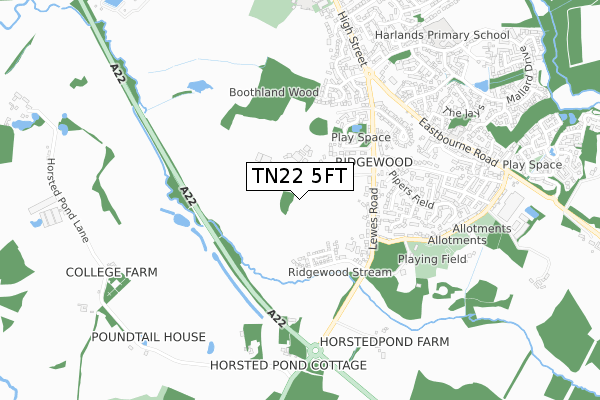 TN22 5FT map - small scale - OS Open Zoomstack (Ordnance Survey)