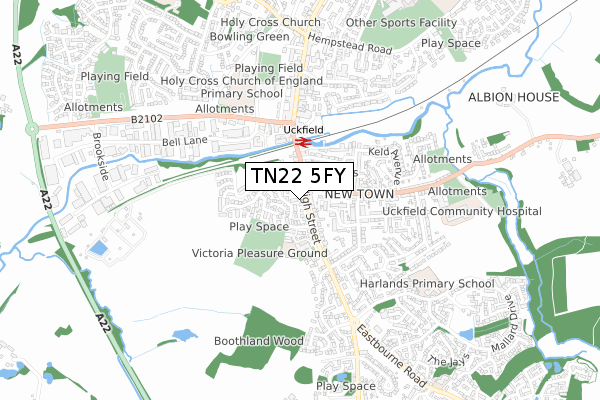 TN22 5FY map - small scale - OS Open Zoomstack (Ordnance Survey)