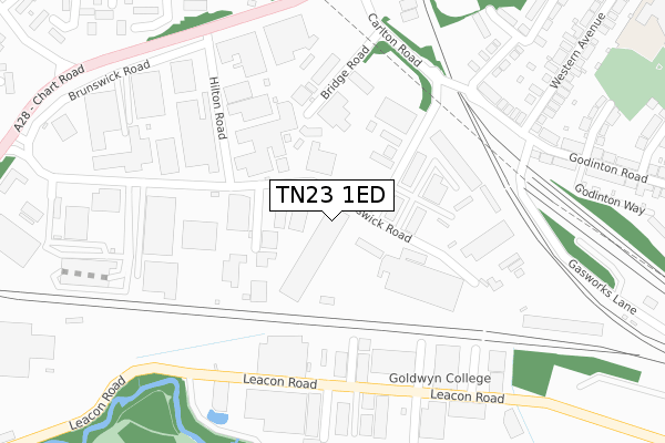 TN23 1ED map - large scale - OS Open Zoomstack (Ordnance Survey)