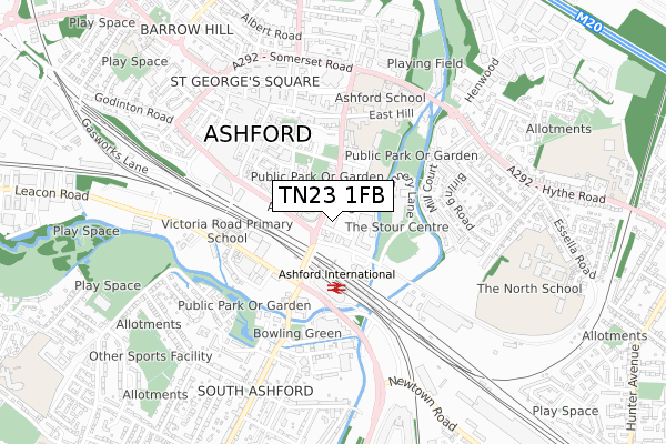 TN23 1FB map - small scale - OS Open Zoomstack (Ordnance Survey)