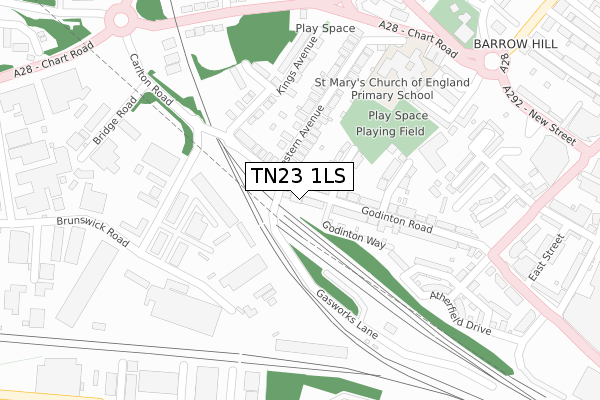 TN23 1LS map - large scale - OS Open Zoomstack (Ordnance Survey)