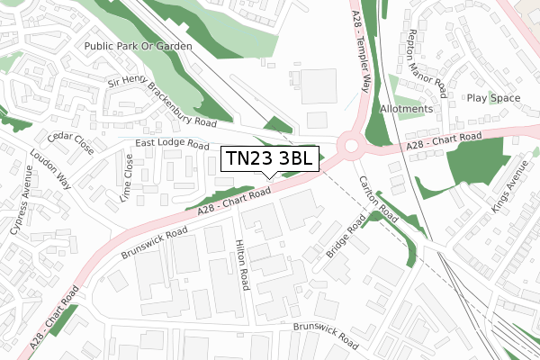 TN23 3BL map - large scale - OS Open Zoomstack (Ordnance Survey)