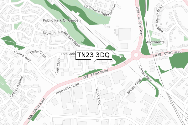 TN23 3DQ map - large scale - OS Open Zoomstack (Ordnance Survey)