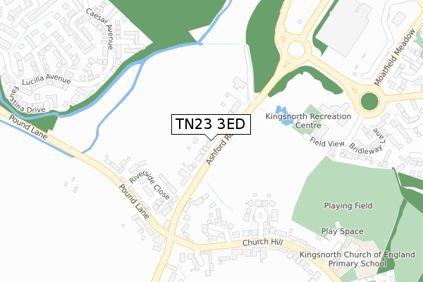 TN23 3ED map - large scale - OS Open Zoomstack (Ordnance Survey)