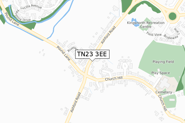 TN23 3EE map - large scale - OS Open Zoomstack (Ordnance Survey)