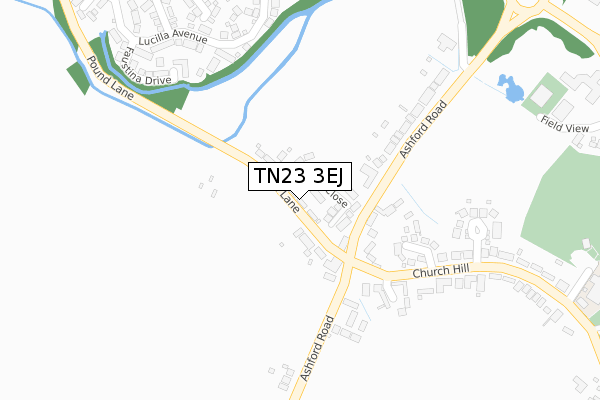 TN23 3EJ map - large scale - OS Open Zoomstack (Ordnance Survey)