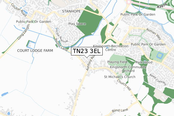 TN23 3EL map - small scale - OS Open Zoomstack (Ordnance Survey)