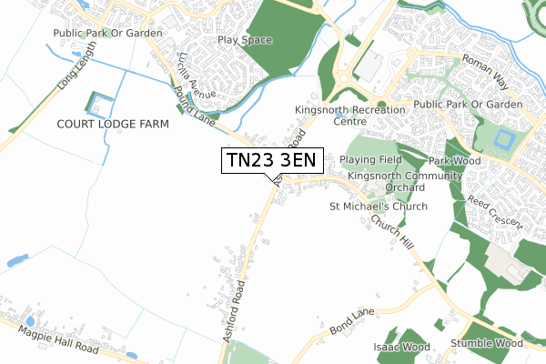 TN23 3EN map - small scale - OS Open Zoomstack (Ordnance Survey)