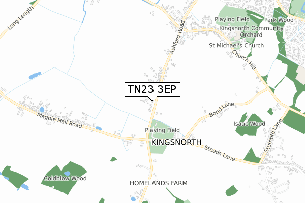 TN23 3EP map - small scale - OS Open Zoomstack (Ordnance Survey)