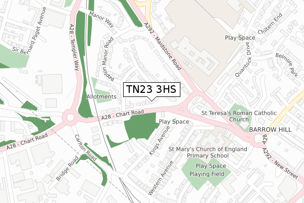 TN23 3HS map - large scale - OS Open Zoomstack (Ordnance Survey)