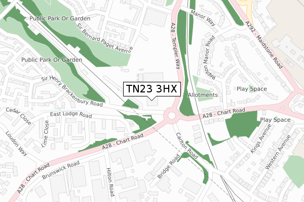 TN23 3HX map - large scale - OS Open Zoomstack (Ordnance Survey)