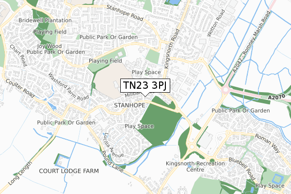 TN23 3PJ map - small scale - OS Open Zoomstack (Ordnance Survey)