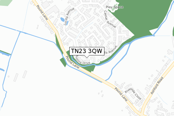 TN23 3QW map - large scale - OS Open Zoomstack (Ordnance Survey)