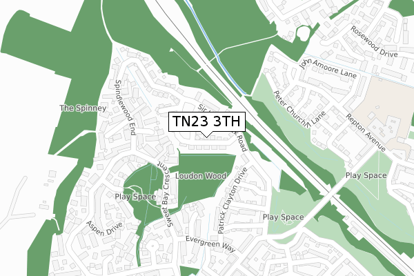 TN23 3TH map - large scale - OS Open Zoomstack (Ordnance Survey)